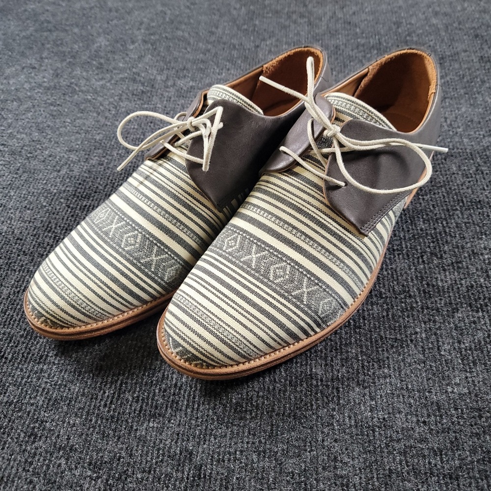 J Shoes Grail Fab Leather Textile Oxford Men Size 11 Gray Stripe Lace‎ Up